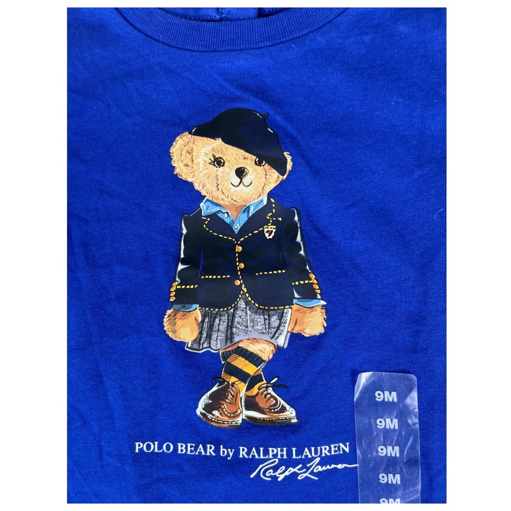 Ralph Lauren Polo Bear T-Shirt‎ Royal Blue Crew Neck Short Sleeve Top 9M New